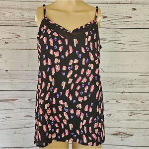 I Heart Ronson Black Pink Purple Animal Brushstroke Cami Tank - Medium NWT